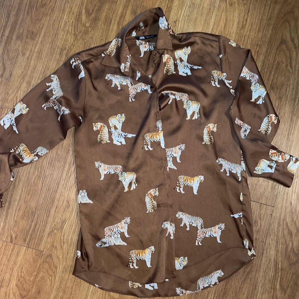 Zara long sleeve satin shirt